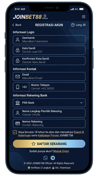 Registrasi Akun Baru joinbet88 Di Android Indonesia